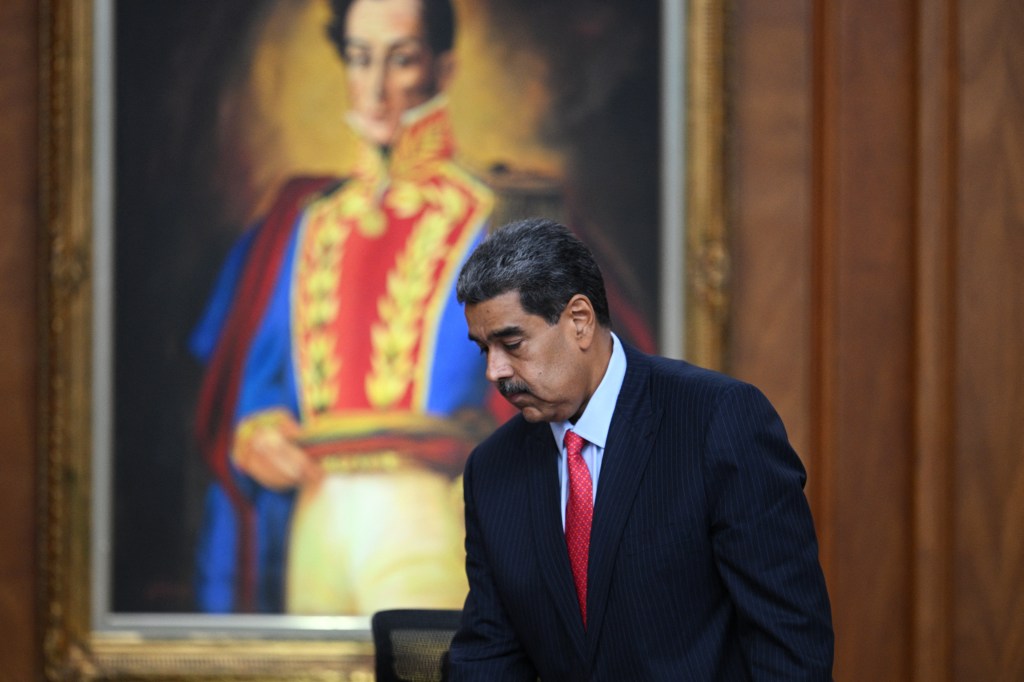 Venezuelan President Nicolas Maduro leaves a press conference at the Miraflores presidential palace in Caracas on July 31, 2024. (Photo by FEDERICO PARRA/AFP via Getty Images)