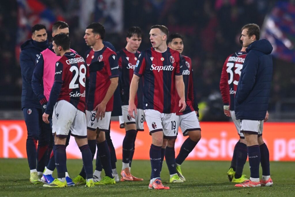 Lewis Ferguson of Bologna FC looks dejected during the Serie A match between Bologna FC 1909 and ACF Fiorentina