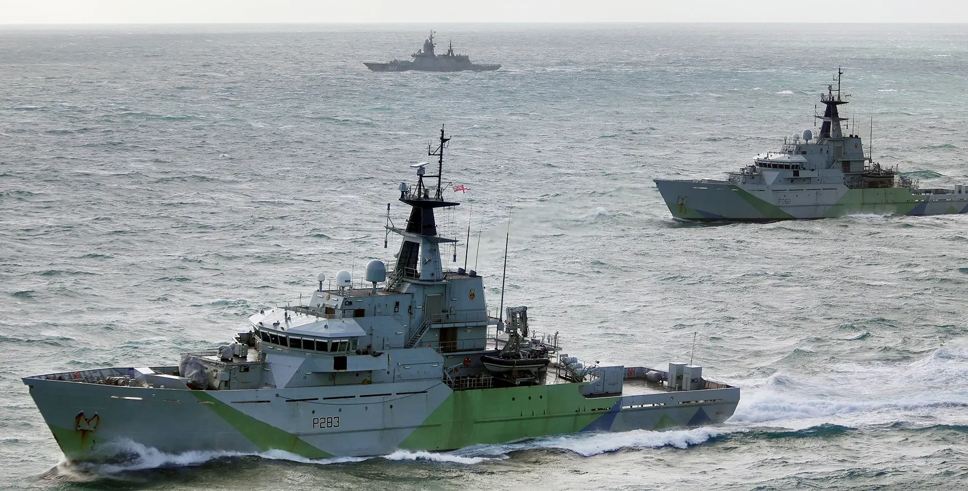 HMS Mersey and HMS Severn monitor Russian naval vessels passing close to the UK
