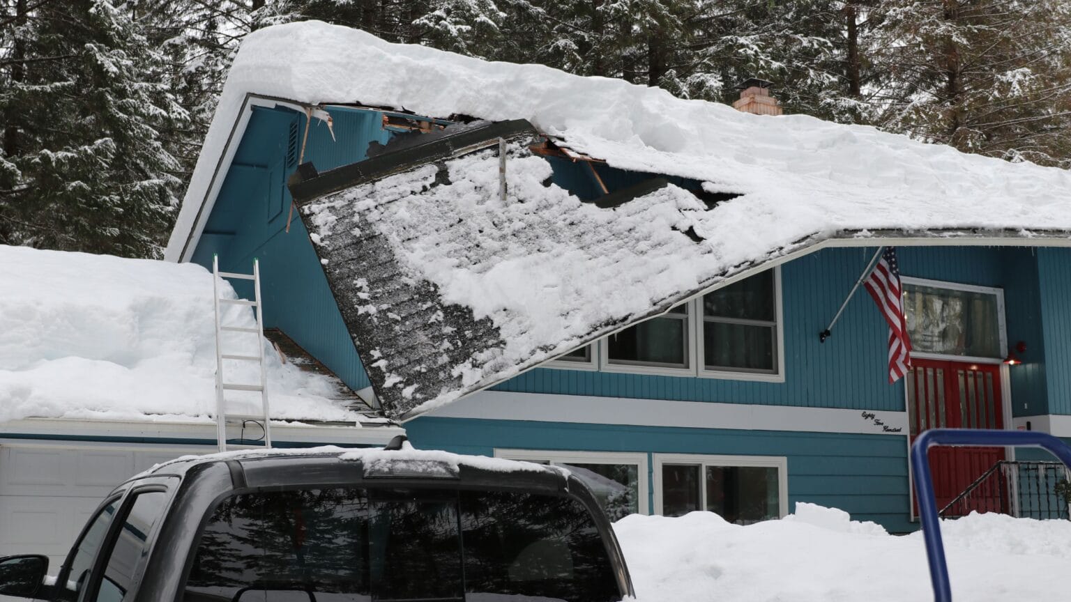 Part of residential roof collapses under snow in Mendenhall Valley