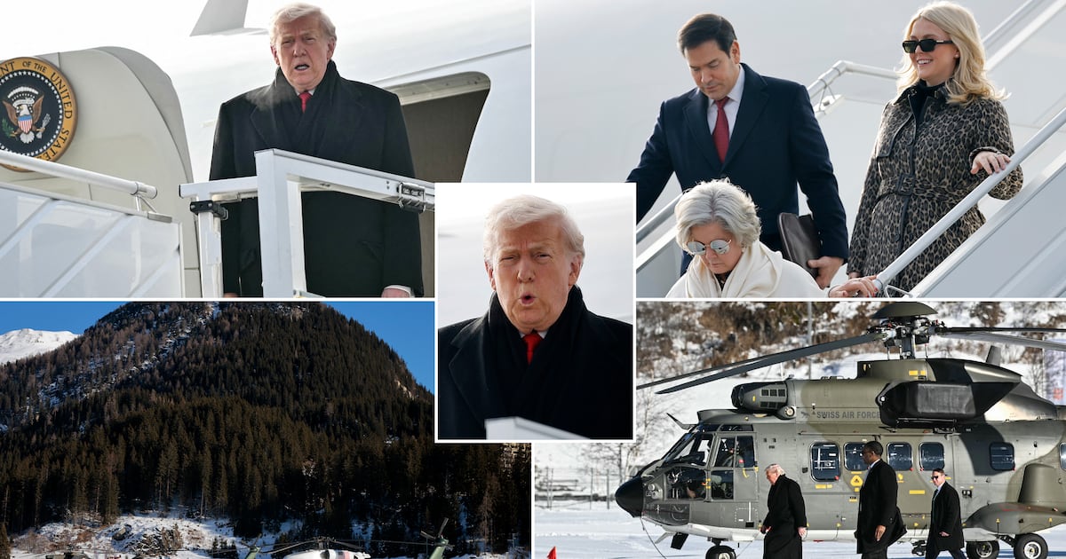 Sleepy President Donald Trump, 79, Struggles on Airplane Stairs Arriving for Davos