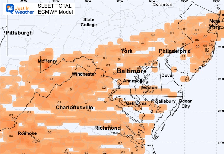 January 23 weather sleet total ECMWF 
