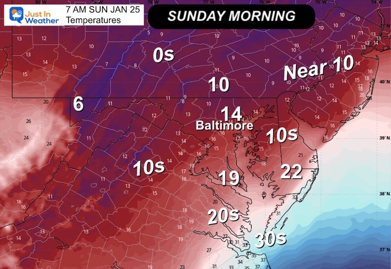 January 23 weather temperatures Sunday 7 MM