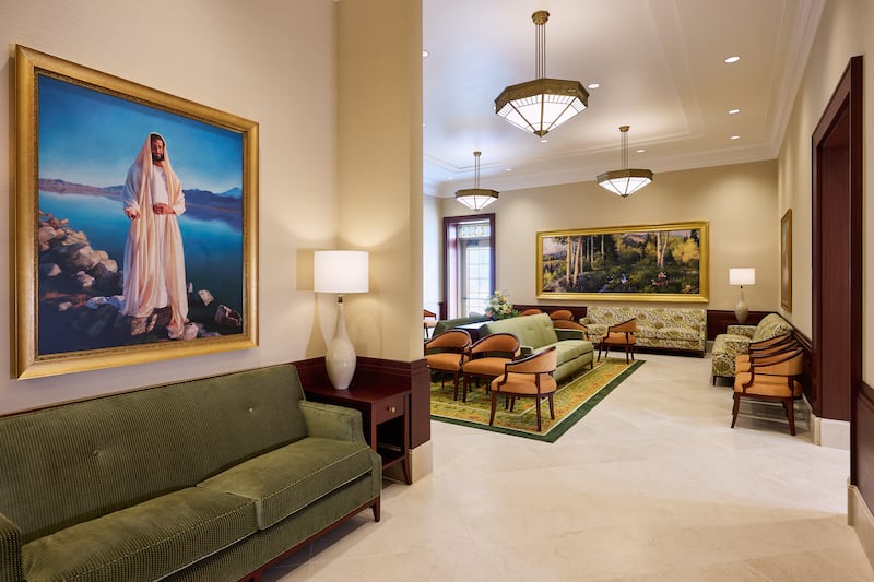 A waiting area inside the Burley Idaho Temple.