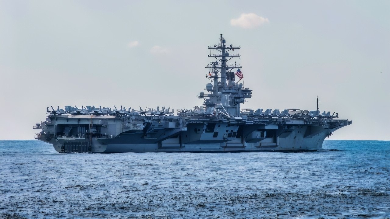 WESTERN PACIFIC (Nov. 12, 2017) The aircraft carrier USS Theodore Roosevelt (CVN 71) transits the Western Pacific during a three-carrier strike force photo exercise. The USS Ronald Reagan (CVN 76), USS Theodore Roosevelt (CVN 71) and USS Nimitz (CVN 68) Strike Groups are underway and conducting operations in international waters as part of a three-carrier strike force exercise. The U.S. Navy has patrolled the Indo-Asia Pacific region routinely for more than 70 years promoting regional security, stability and prosperity. (U.S. Navy photo by Mass Communication Specialist 3rd Class Kelsey J. Hockenberger/Released)