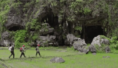 Cave entrance on the satellite island of Muna, Sulawesi, Indonesia