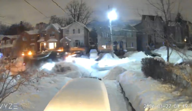 video captures car being hit by plow