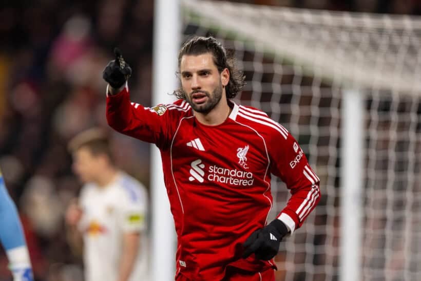LIVERPOOL, ENGLAND - New Year's Day, Thursday, January 1, 2026: Liverpool's Dominik Szoboszlai during the FA Premier League match between Liverpool FC and Leeds United FC at Anfield. (Photo by David Rawcliffe/Propaganda)