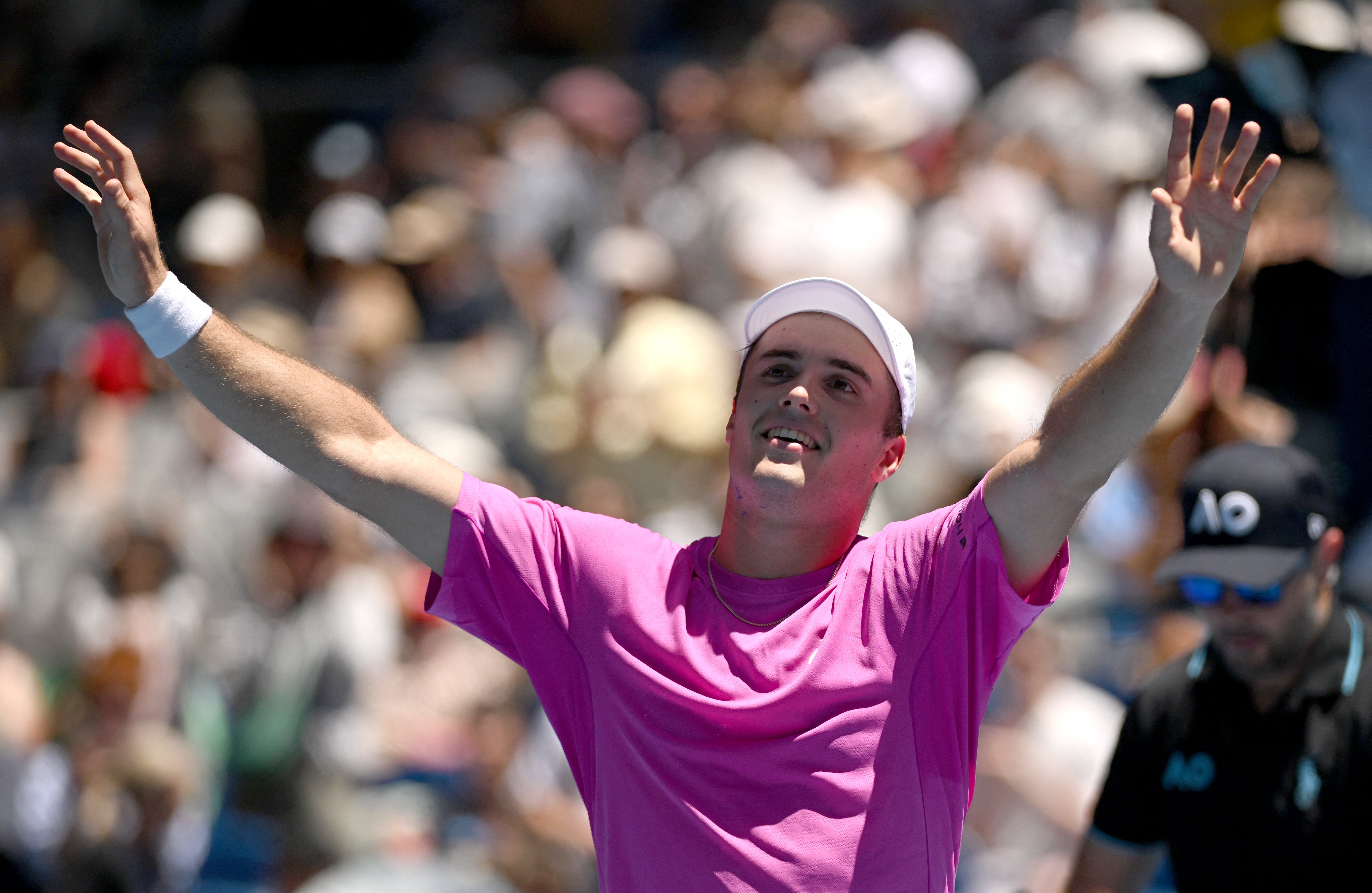 Arthur Fery celebrates beating Flavio Cobolli