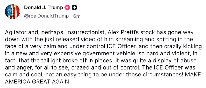 Trump Truth Social post about Alex Pretti