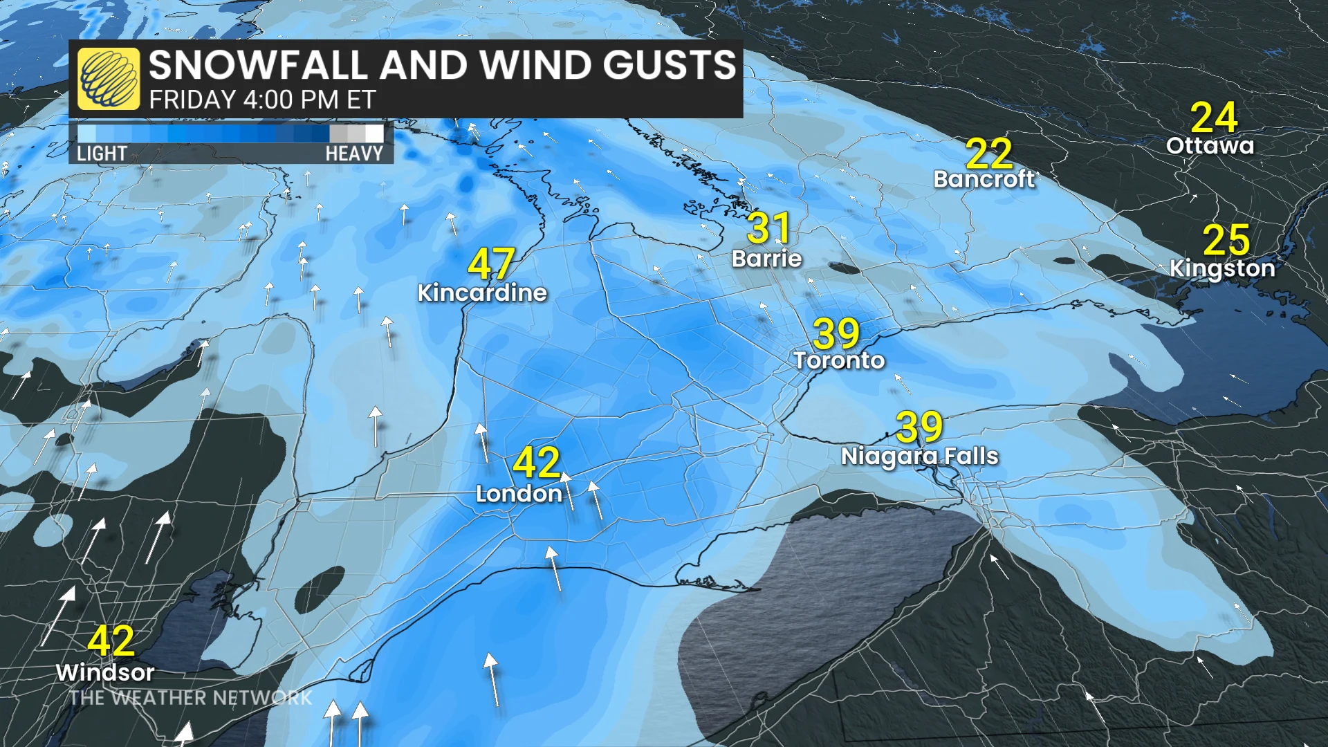Southern Ontario snow squalls Friday afternoon