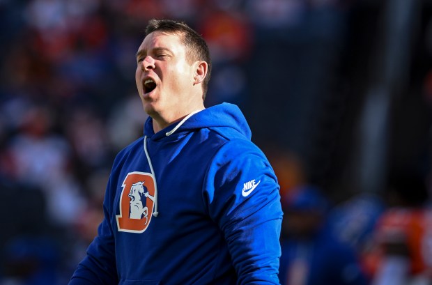 Broncos' secondary coach Jim Leonhard stands on the field before the game against the Los Angeles Chargers at Empower Field at Mile High in Denver, Colorado on Sunday, January 4, 2026. (Photo by AAron Ontiveroz/The Denver Post)