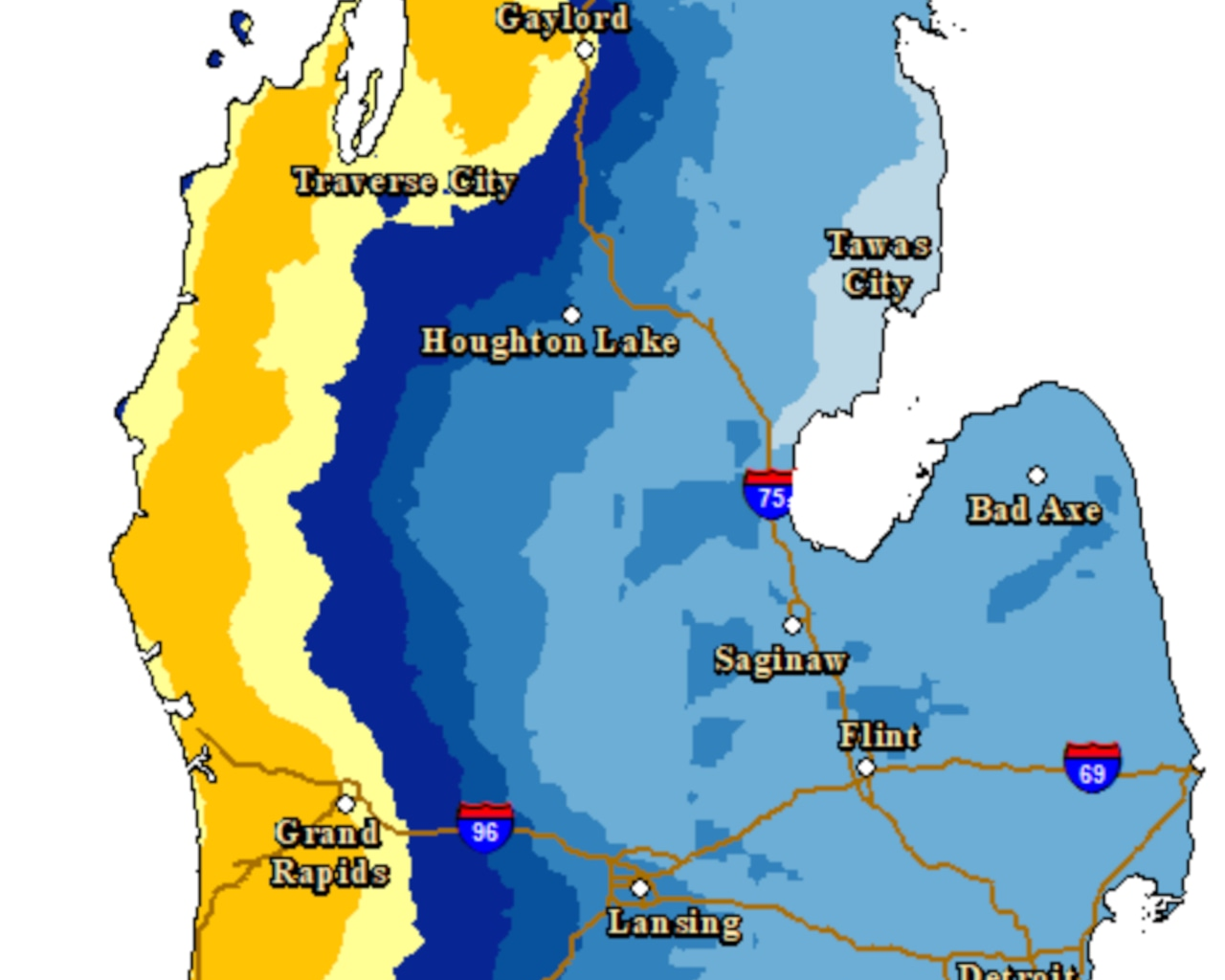 Upgrade to Winter Storm Warning, near-blizzard conditions expected for 23 Michigan counties