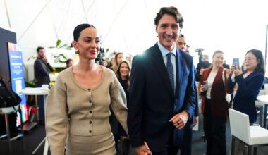 Justin Trudeau and Katy Perry attend the World Economic Forum in Davos