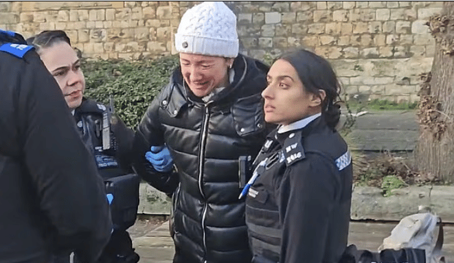 Shocking moment woman is handcuffed and fined £100 by police for feeding pigeons in London - London Evening Standard