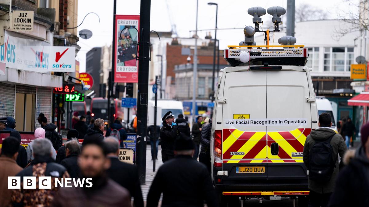 The Metropolitan Police deploying the use of live facial recognition technology in Croydon, south London.