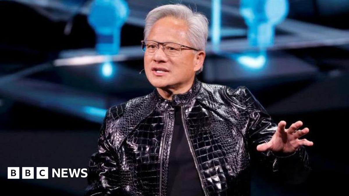 Nvidia boss Jensen Huang presenting at the CES trade show in Las Vegas Monday
