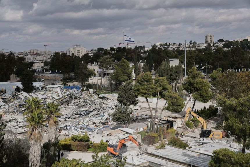 Israeli bulldozers demolish an UNRWA compound in East Jerusalem on Jan. 20, 2026.