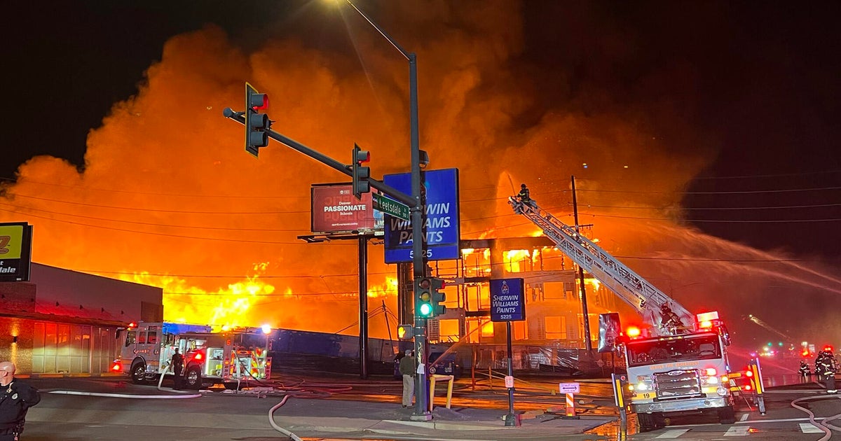 Denver crews battle fire at building under construction on Leetsdale Drive near Glendale; "The damage is massive"