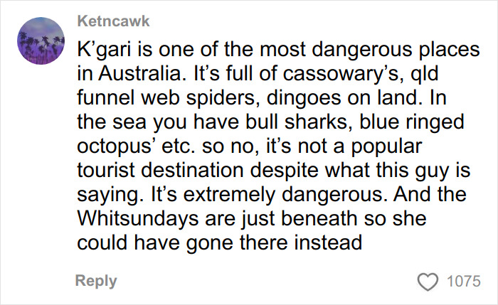 Comment discussing dangers of dingoes and wildlife in Australia related to autopsy results on Canadian teen case.