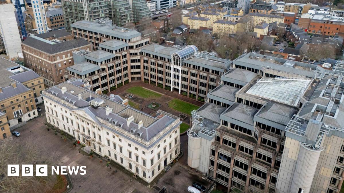The Royal Mint site aerial view including many white buildings