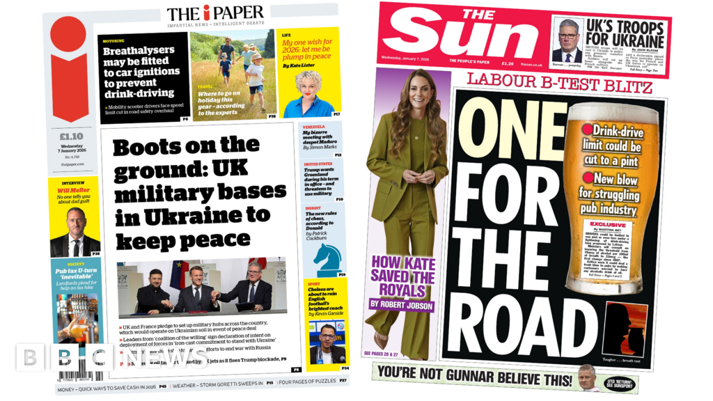 Newspaper headlines: 'Boots on the ground' and 'one for the road' - BBC