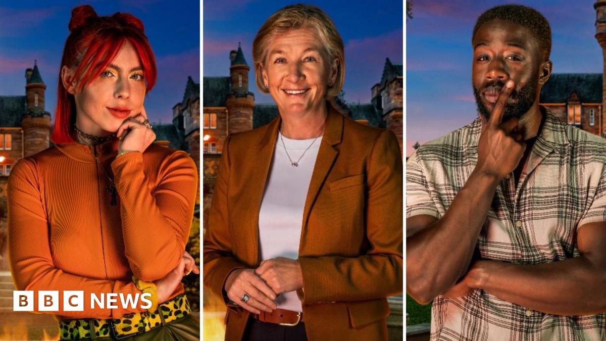 Traitors contestants Jessie, Amanda and Ross pictured in front of Ardross Castle in Inverness