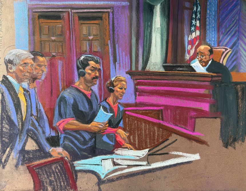 Nicolás Maduro, and his wife, Cilia Flores, appear in Manhattan federal court on January 5.