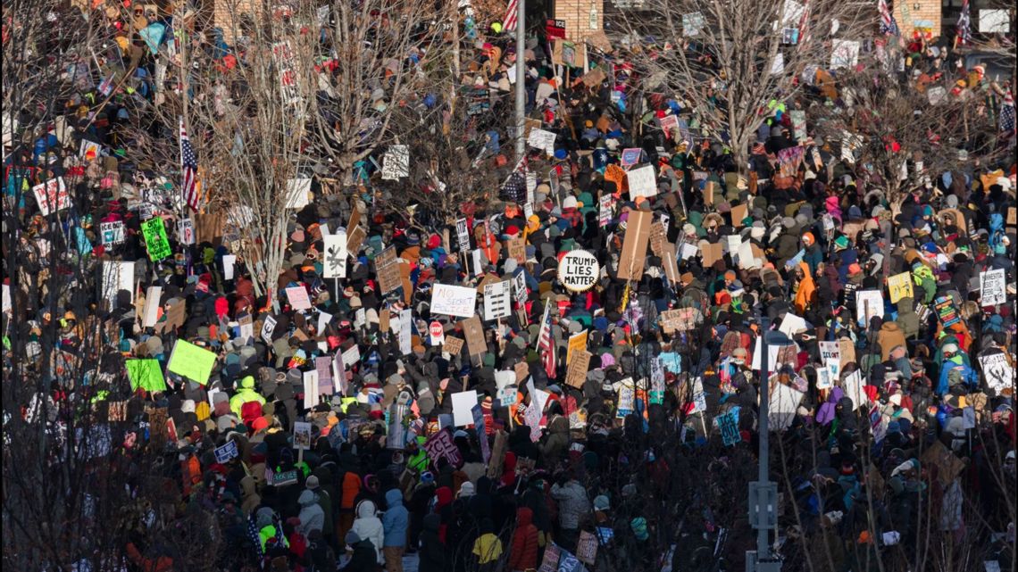 Thousands protest ICE in downtown Minneapolis