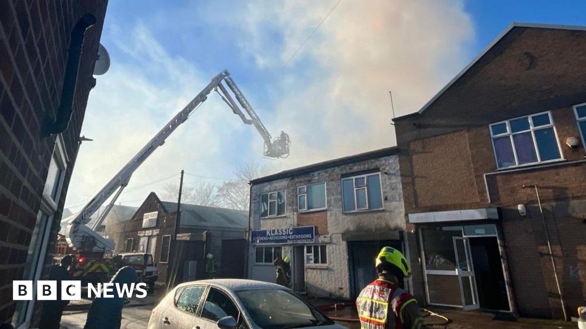 Firefighters dealing with shop fire on Marjorie Street in Leicester