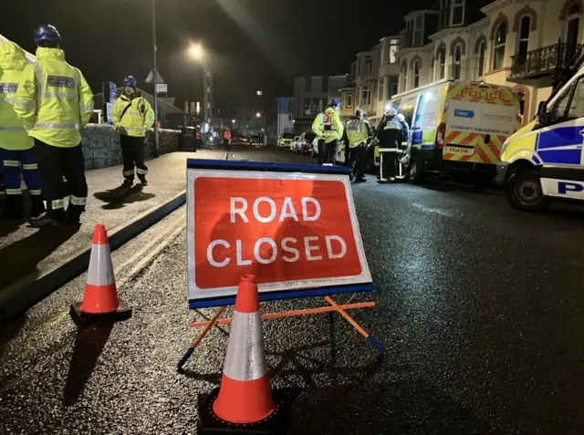 Road closed sign in Exmouth