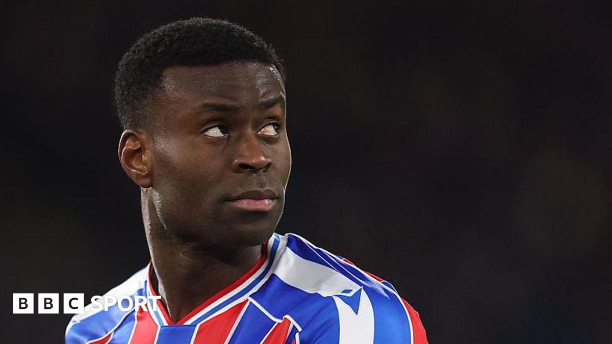 Crystal Palace defender Marc Guehi looking over his shoulder