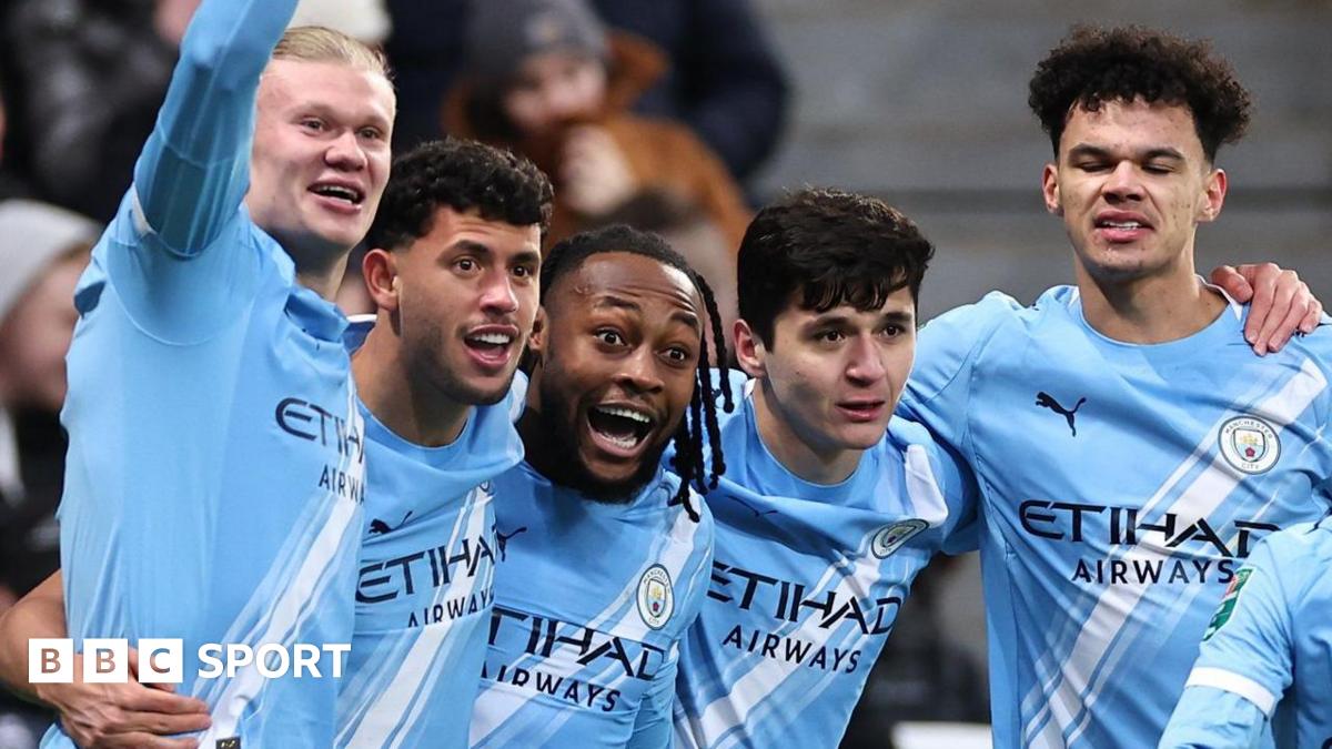 Man City players celebrate