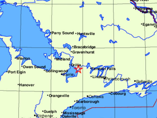 Earthquake recorded near Orillia, felt as far as Kitchener