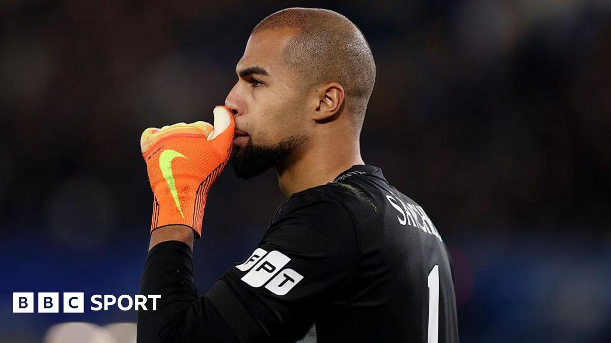 Robert Sanchez puts his hand to his mouth after a mistake against Arsenal