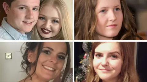 Handout Profile pictures of (clockwise from top left) Liam Curry, Chloe Rutherford, Megan Hurley, Eilidh MacLeod and Kelly Brewster, victims of the Manchester Arena attack
