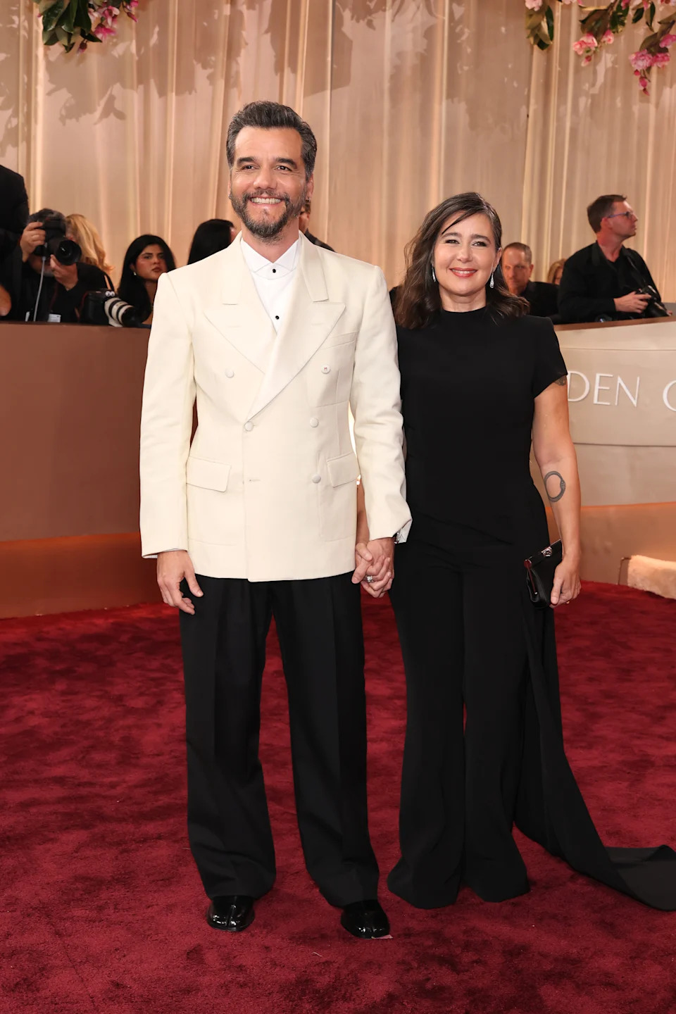 BEVERLY HILLS, CALIFORNIA - JANUARY 11: (FOR EDITORIAL USE ONLY) (L-R) Wagner Moura and Germaine Le attend the 83rd Annual Golden Globe Awards at The Beverly Hilton on January 11, 2026 in Beverly Hills, California. (Photo by Amy Sussman/Getty Images)
