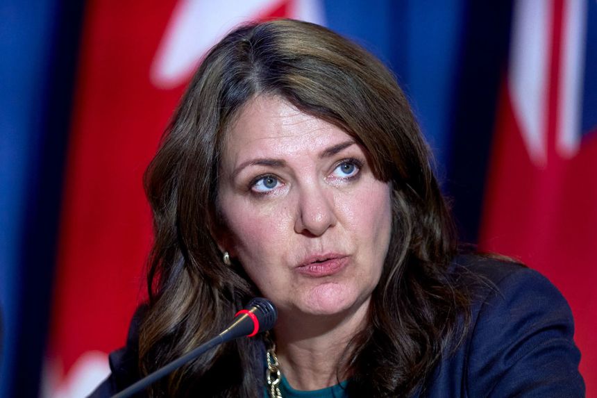 Alberta Premier Danielle Smith speaks during a press conference at Canada's Premiers Conference in Toronto, Ontario, on December 16, 2024.