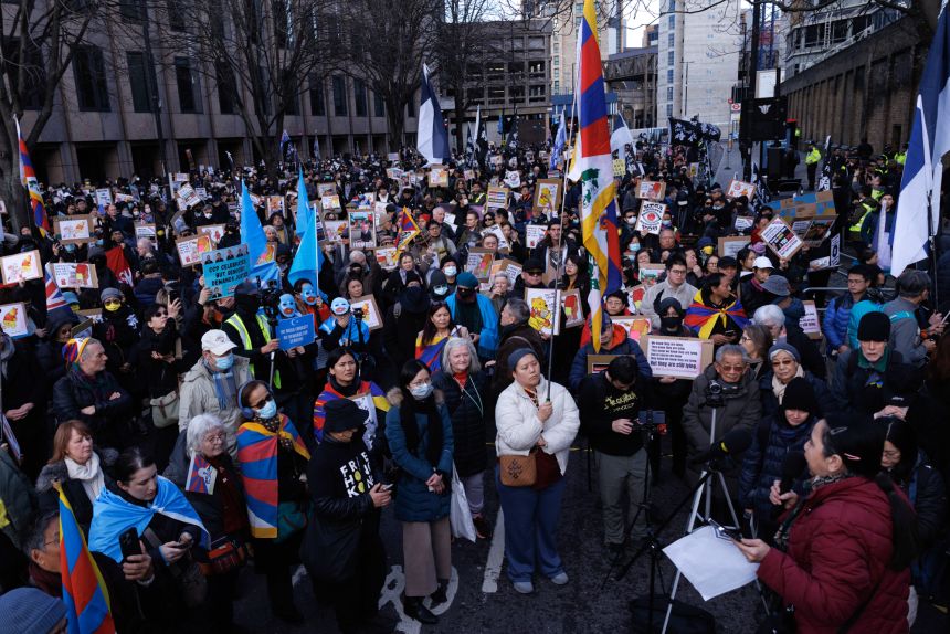 Scores protested against the plans for the embassy in London on January 17.