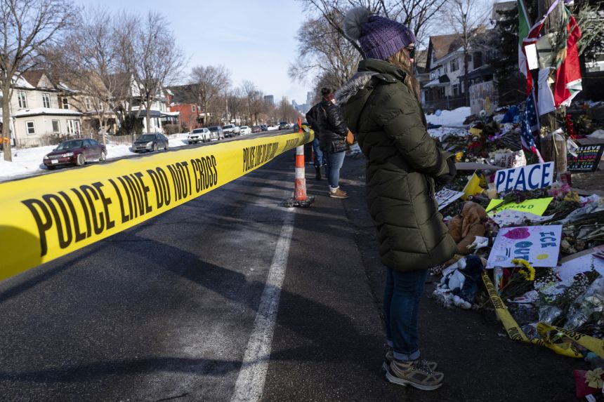 A makeshift memorial for Renee Good in Minneapolis on January 26.