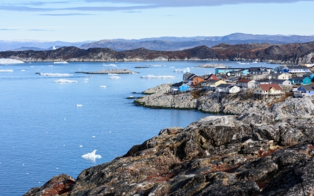 greenland coast with buildings