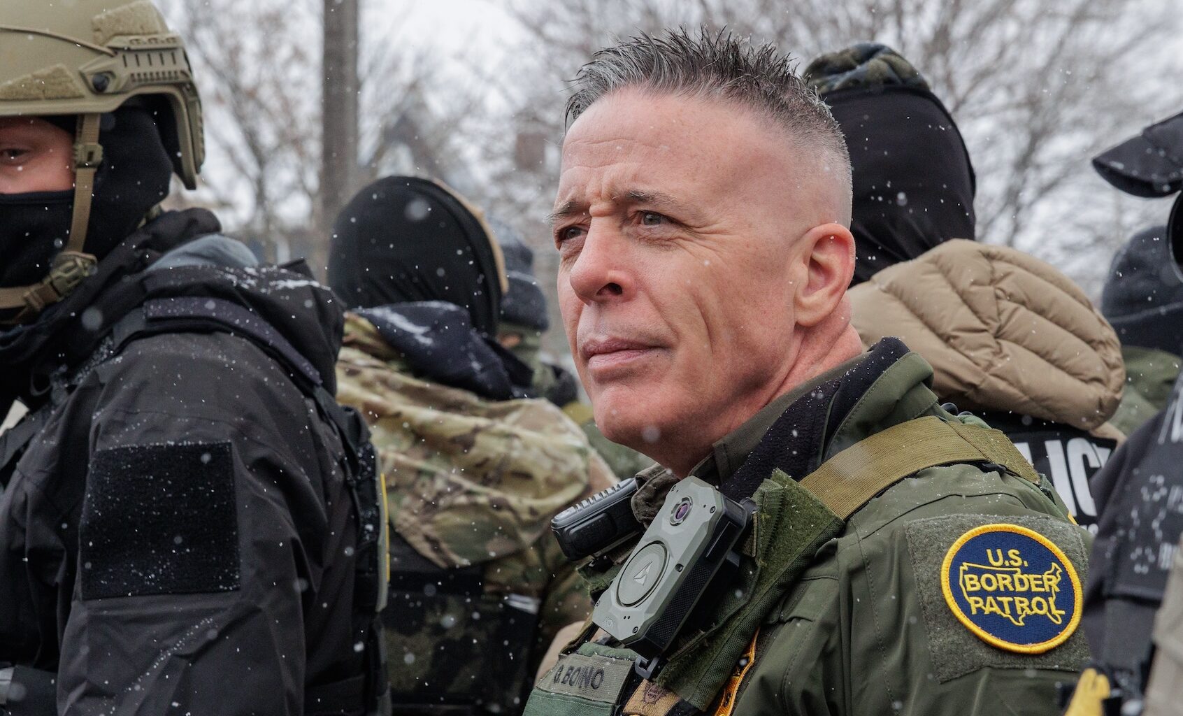 MINNEAPOLIS, UNITED STATES - JANUARY 21: US Customs and Border Patrol Commander Gregory Bovino stands in a gas station parking lot in Minneapolis, Minnesota on January 21, 2026 (Photo by Madison Thorn/Anadolu via Getty Images)