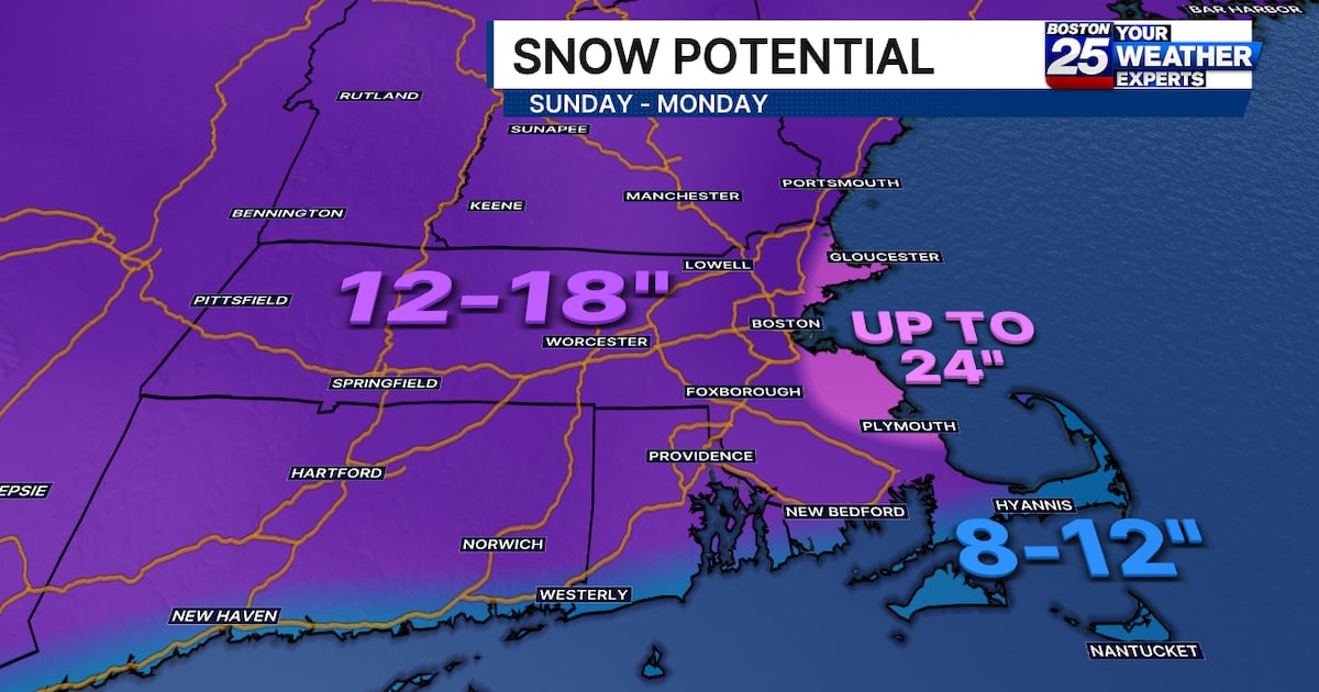 See expected snowfall totals for this weekend’s storm – Boston 25 News
