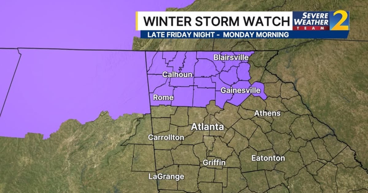 Georgia Winter Weather: Winter Storm Watch issued for several North Georgia counties – WSB-TV Channel 2