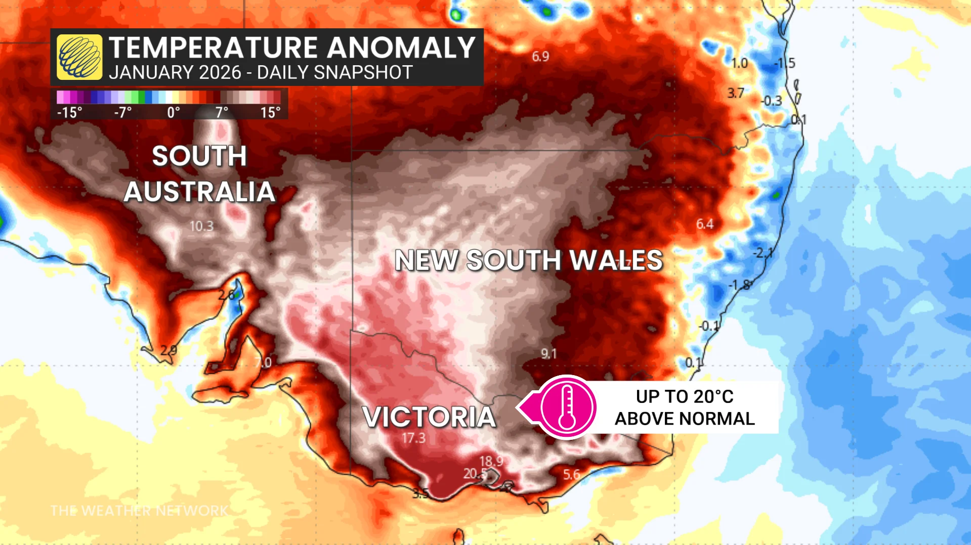 Australia temperature anomaly January 2026