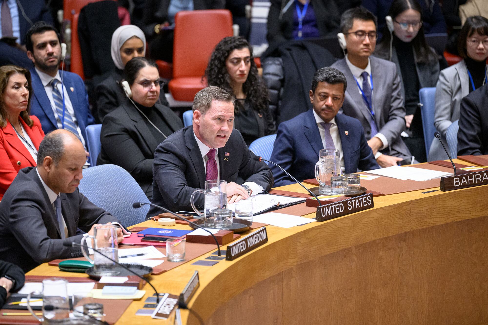 Ambassador Michael G. Waltz of the USA speaking at the UN Security Council meeting on threats to international peace and security regarding the situation in Venezuela.