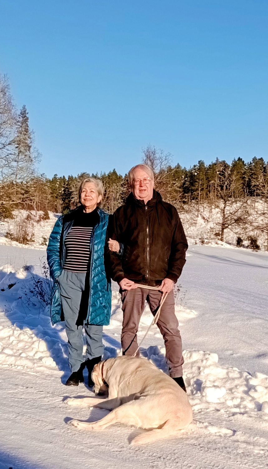 Arabella Carey Adolfsson and her husband Stefan in Torpön, Sweden.