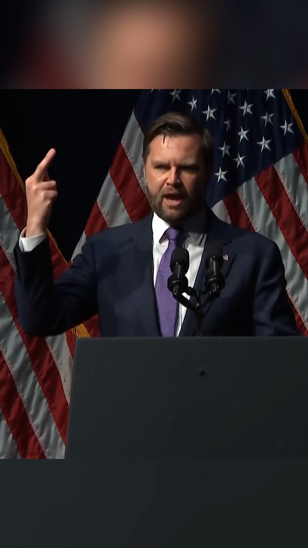 Click to play video: 'JD Vance raises middle finger while referencing left-wing protesters during Ohio speech'