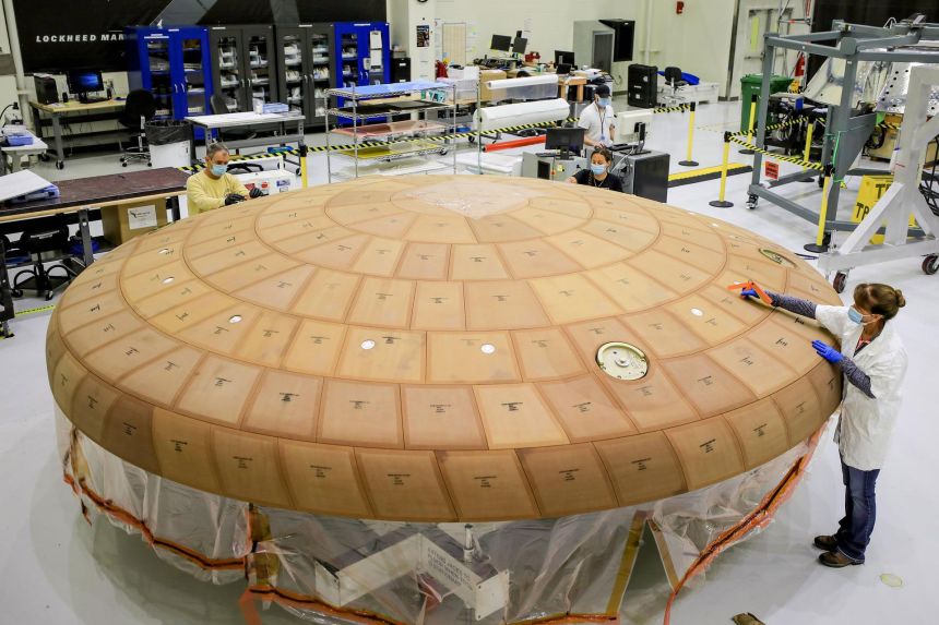 An Orion heat shield configured using the block structure is seen.
