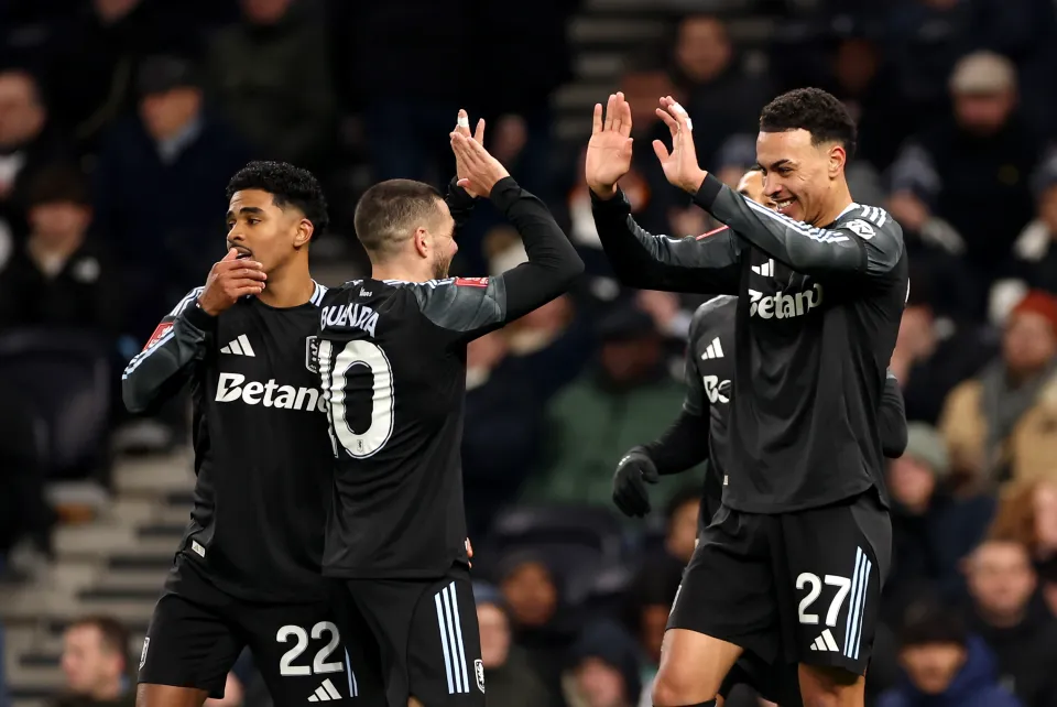 Aston Villa celebrate against Tottenham.
